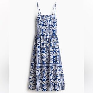 H&M Blue & White Floral Smocked Dress